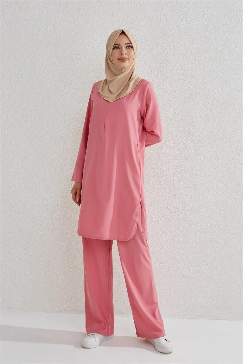 Islamitische Kleding Set Broek Blouse Roze IslamFashion