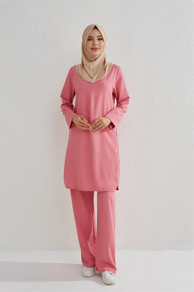 Islamitische Kleding - Set - Broek & Blouse - Roze Islamitische Kleding - Set - Broek & Blouse - Roze